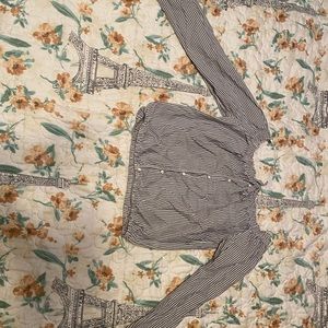 Blue and white stripped crop top. Off the shoulder.